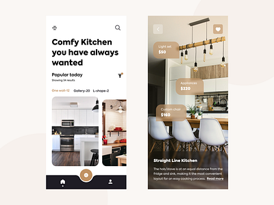 Modern kitchen mobile UI concept kitchen kitchenware minimal mobile ui modern modular uidesign uiux