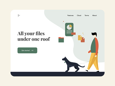 File storage - Landing page design branding colours design document file manager files flat illustraor illustration minimal sheets typography vector