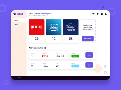 A subscription sharing platform - Web design