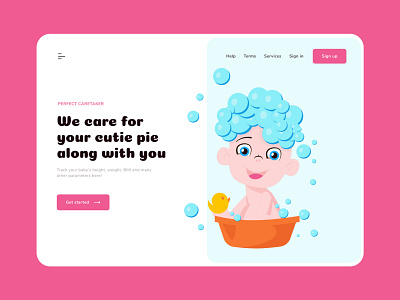 Baby care - web design baby branding care child childcare colours colourscheme design illustraor illustration practicing typography vector