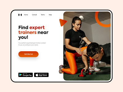 Find gym trainers - Web design branding colours design flat gym practicing trainer trainers training typography web web design web ui website website design