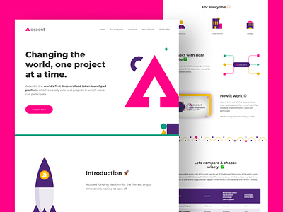 Ascent - Changing the world, One project at a time branding colours crowdfunding design flat illustraor illustration minimal typography vector web web design web uiux