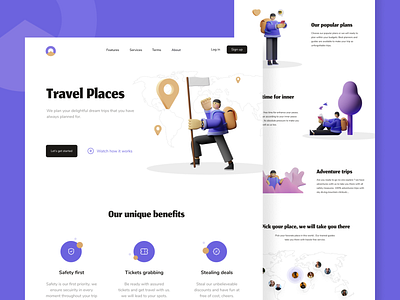 Travel - Web design 3d branding characters colours design download flat illustraor illustration logo minimal neat practicing trendy typography ui vector web