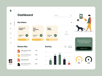 File manager - Dashboard branding clean colours dashboard data design file file management files flat illustraor illustration logo minimal pdf practicing storage typography ui vector