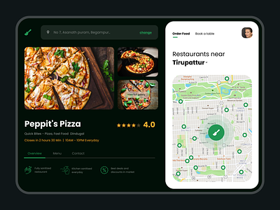 Restaurant detail page branding colours design details page flat food food and drink food app minimal ordering practicing typography ui ui ux ui design uidesign uiux web web design website design