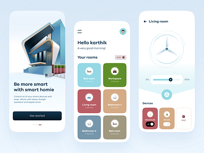 Smart homie app app concept branding clean ui colours dashboard design download figma home illustration mob ui mobile ui onboarding smart typography ui vector