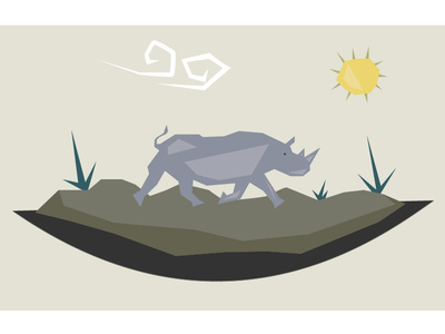 Rhinocerous design flat illustraor illustration practicing vector