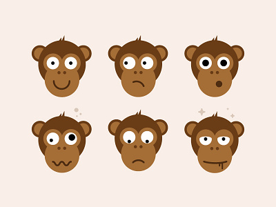 Monkey Emotions design illustration practicing vector