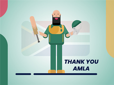 Thank You Amla amla character cricket design flat hashim illustration illustrator minimal south africa