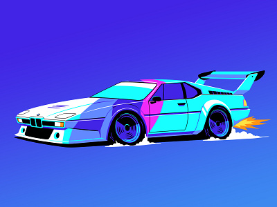 BMW M1 Procar bmw car illustration limited color limited palette race car