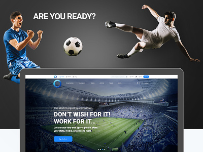 Sports Organiser Platform agency appdesign branding club design designs football game landing page layoutdesign play player sport typography ui ux webdesign website