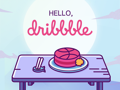 Hello, Dribbble! balloon cake cat debut dribbble invitation