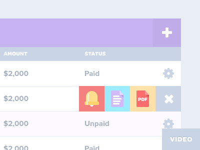 Juiiicy's Flat payment page design flat icon icons interaction purple table