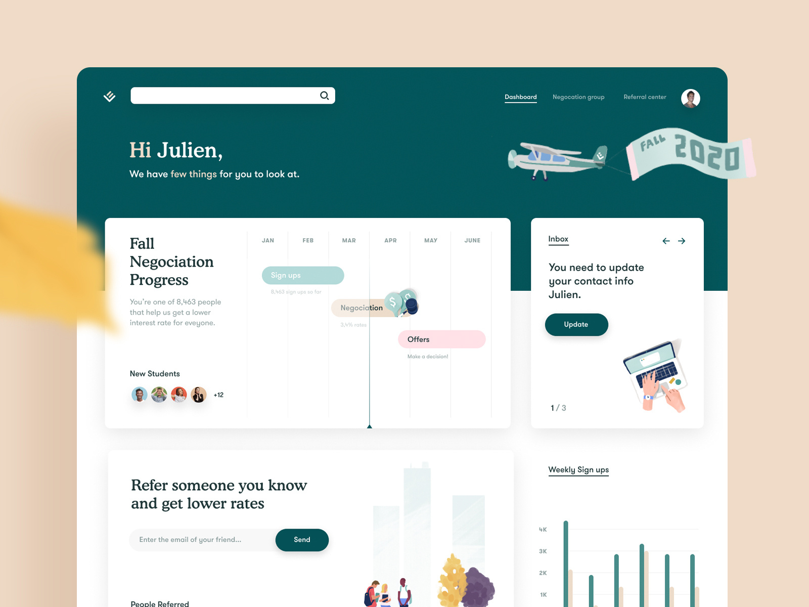 Dashboard Account Design for FinTech / Banking site by Julien