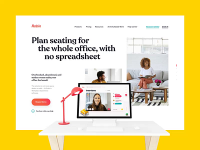 Office, Workspace Feature's Page Design / New Robin's website dashboard landing page office wework workspace