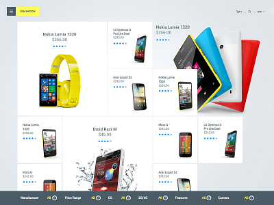 Ui Phone Listing Layout Design grid layout modular design yellow