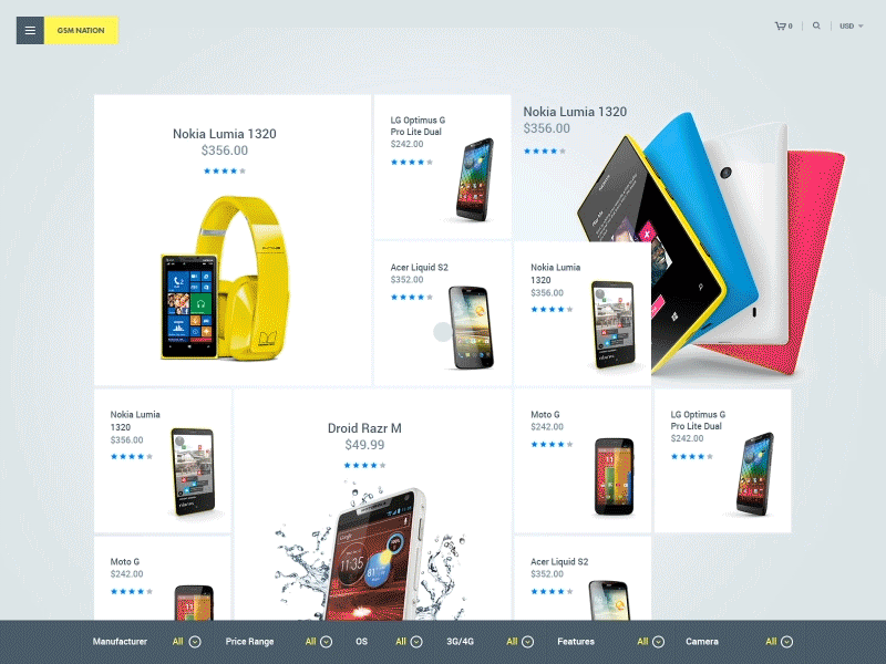 Product page interaction for GSM Nation