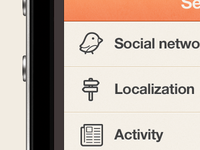 New IOS iPhone app design | Settings UI,UX interface apps blue brown design interface iphone orange ui