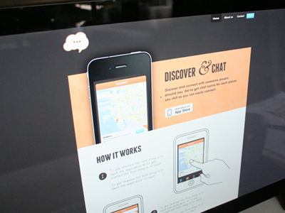IOS ChatCheckin Website, homepage UI Design / iPhone App app header homepage iphone orange website