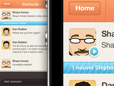 iPhone App ChatCheckin design | UI / UX apps blue brown design interface iphone orange ui