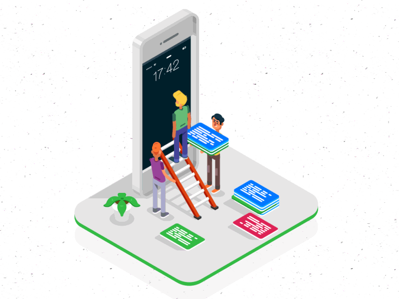 Animated Isometric Illustrations for helpshift