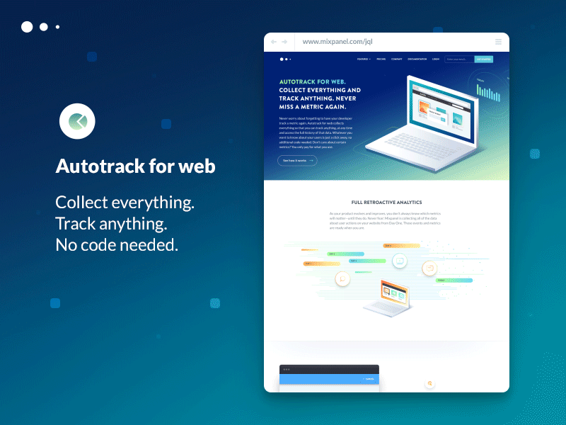 Autotrack landing page analytics data visualization gradients homepage landing page