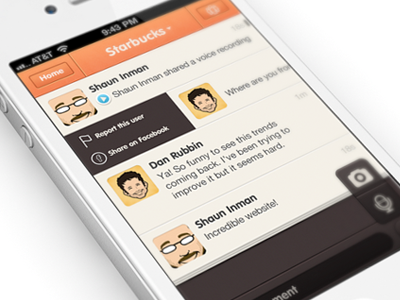 ChatCheckin design iPhone app | UI / UX app blue chat design interface iphone orange tchat ui white