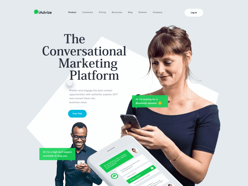 Homepage for a Saas, Customer service company customer experience customer messaging platform customer support homepage landing page saas