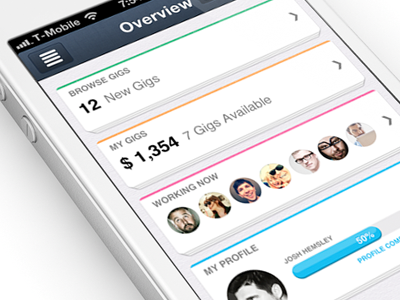 IOS7 iPhone app design | Dashboard UI,UX interface