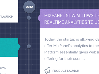 Timeline / homepage about us design for Mixpanel 
