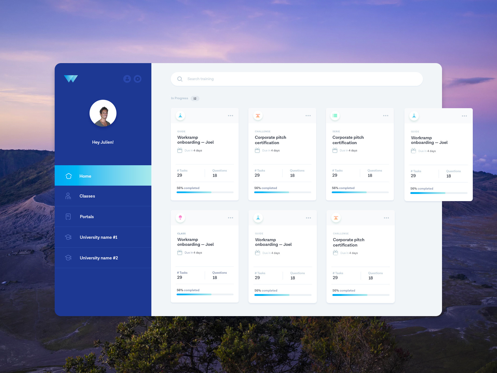 Dashboard for a Training Web App by Julien Renvoye for Voila on Dribbble