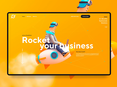 Homepage design for AI startup 3d 3d characters artificial intelligence homepage landing page motion