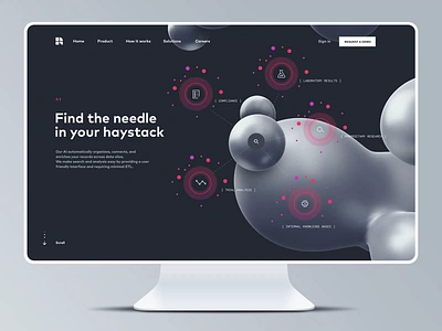 3D Motion Features Page Website for an AI Startup 3d ai artificial intelligence branding dark data visualization homepage icons identity illustrations landing page landing pages motion product page