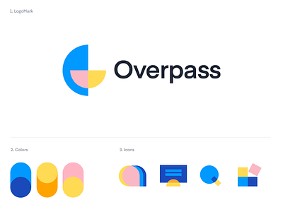 Identity,Branding, Icons for Overpass abstract icons blue brand brand identity chat icon icons identity integrate icon logo monitor icon search icon