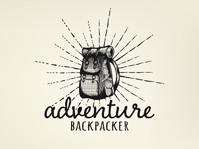 adventure backpacker logo adventure backpack badge bag design element graphic hiking icon illustration label logo mountain nature outdoor sign symbol tourism travel vector