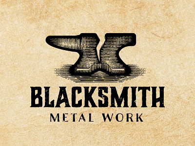 Hand Drawn Blacksmith Metal Work Logo blacksmith drawing forge hand illustration metalwork vintage