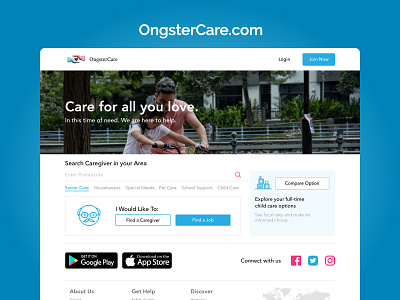 OngsterCare design illustration landing landing page typography ui ui ux design ux web website website design