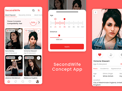 SecondWife Concept App app branding datingapp design icon logo matrimonial mobile mobile app typography ui ui ux design ux