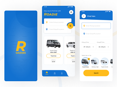 Roadie Van Book app app design branding design logo mobile mobile app ui ux vector