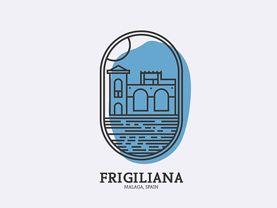 Frigiliana Logo blue branding color design flat graphic design icon illustration logo logotype minimal placebrand spain summer type typography vector