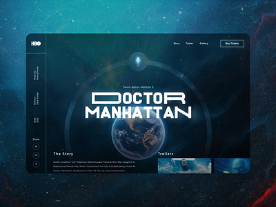 Doctor Manhattan blue doctor manhattan hbo hero modern movie sci fi series space watchmen website website concept