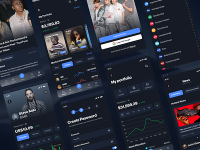 Crypto Artists Exchange app application artists crypto cryptocurrency currency dark dark mode exchange financial music stocks trading