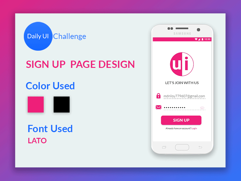 Daily Ui Challenge Sign Up Page Design By Md Shahriar Haider Niloy On