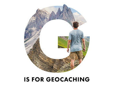 G is for Geocaching adventure badge die cut geocaching letter letter g mountain outdoor photo background sticker sticker design stickermule view