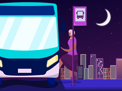 Catching the bus bus illustration ux web