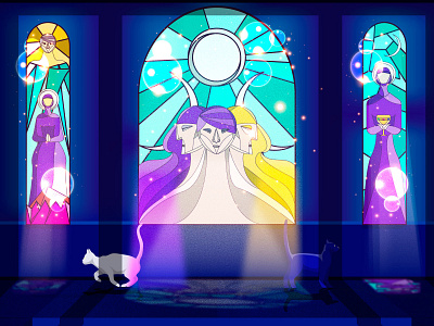 The High Priestess' Office concept art game art goddess illustration medieval stained glass