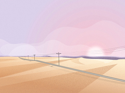 The Golden Field concept art dusk field game art illustration road sky