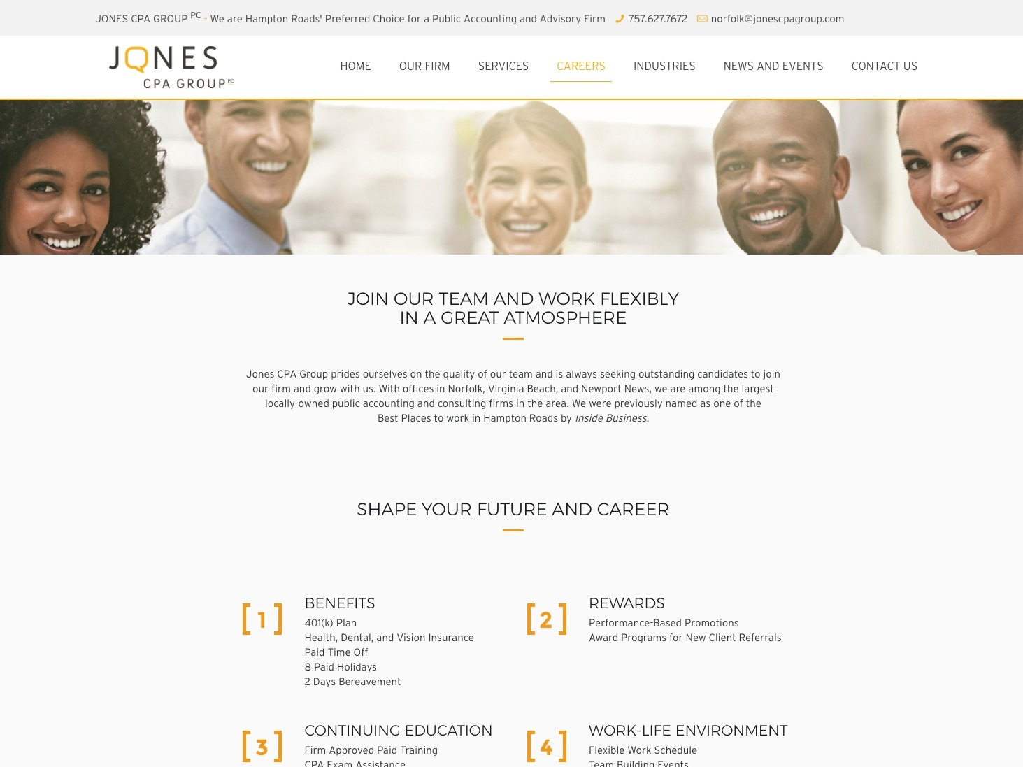 Jones CPA Group Careers Page by Serkan Yildirimturk on Dribbble