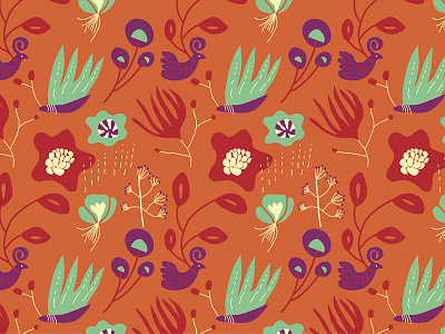 wallpaper birds flowers hand drawn illustration nature patterns plants vector wallpaper