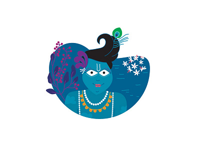 Krishna blue flora gods illustration india krishna vector vector art